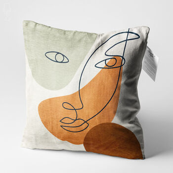 Cushion Cover With Abstract Face Art Design, 3 of 9