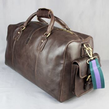 'Drake' Men's Leather Holdall In Chestnut Leather, 9 of 12