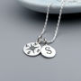 Compass And Initial Sterling Silver Necklace, thumbnail 2 of 7