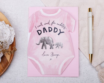 1st Father's Day From Bump Card With Pink Baby Grow Design, 5 of 6