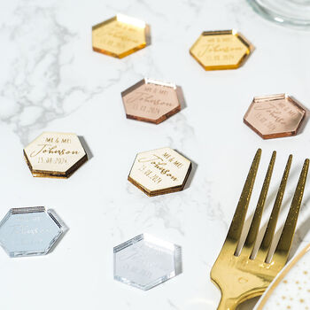 Hexagon Wedding Table Confetti Favour Decorations, 3 of 3