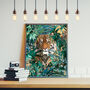 Tiger In The Golden Green Jungle Leaves Wall Art Print, thumbnail 3 of 4