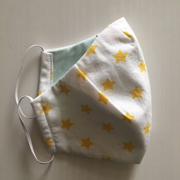 Upcycled Silk Lined Star Pattern Cotton Face Mask, 4 of 11