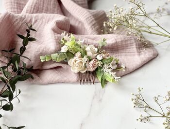 Pink, Blush And White Flower Hair Comb, 5 of 7