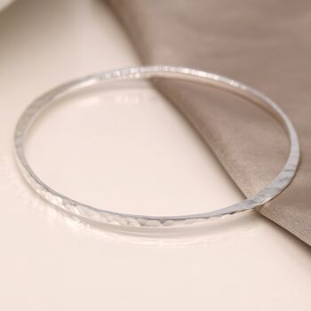 Sterling Silver Hammered Tapered Bangle, 3 of 6