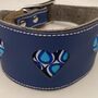 Blue Leather Collar With Teardrop Heart Cut Outs, thumbnail 3 of 10