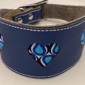 Blue Leather Collar With Teardrop Heart Cut Outs, 3 of 10