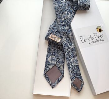 Liberty Tie/Pocket Square/Cuff Link In Blue Paisley, 3 of 5