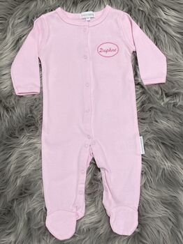 Personalised Embroidered Baby Sleepsuit, 7 of 8