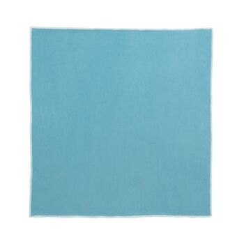 Soft Cotton Embroidered Linen Napkins Blue/Aqua • Set Of Six, 3 of 4