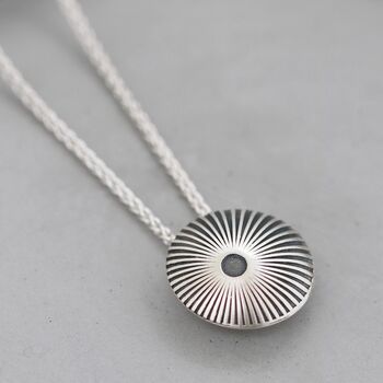 Sterling Silver Round Necklace With Sunburst Motif, 9 of 12