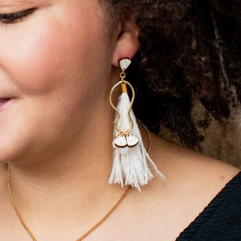'Melissa' Feather And Pearl Earrings, 6 of 12