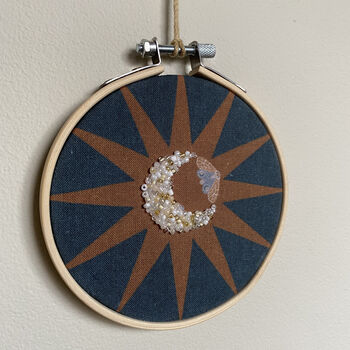 Illustrated Moth And Beaded Moon Hoop, 2 of 6
