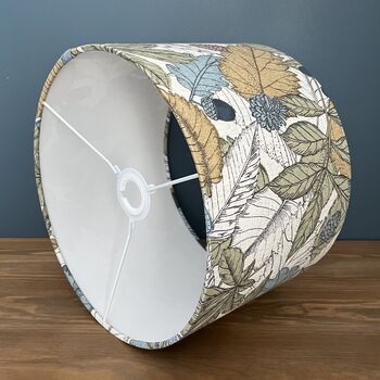 Mercia Ink Blue And Green Woodland Drum Lampshades, 6 of 9