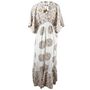 'Heather' White And Gold Indian Print Batwing Crepe Dress, thumbnail 4 of 5