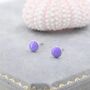 Sterling Silver Enamel Purple Round Dot Stud Earrings, thumbnail 2 of 9