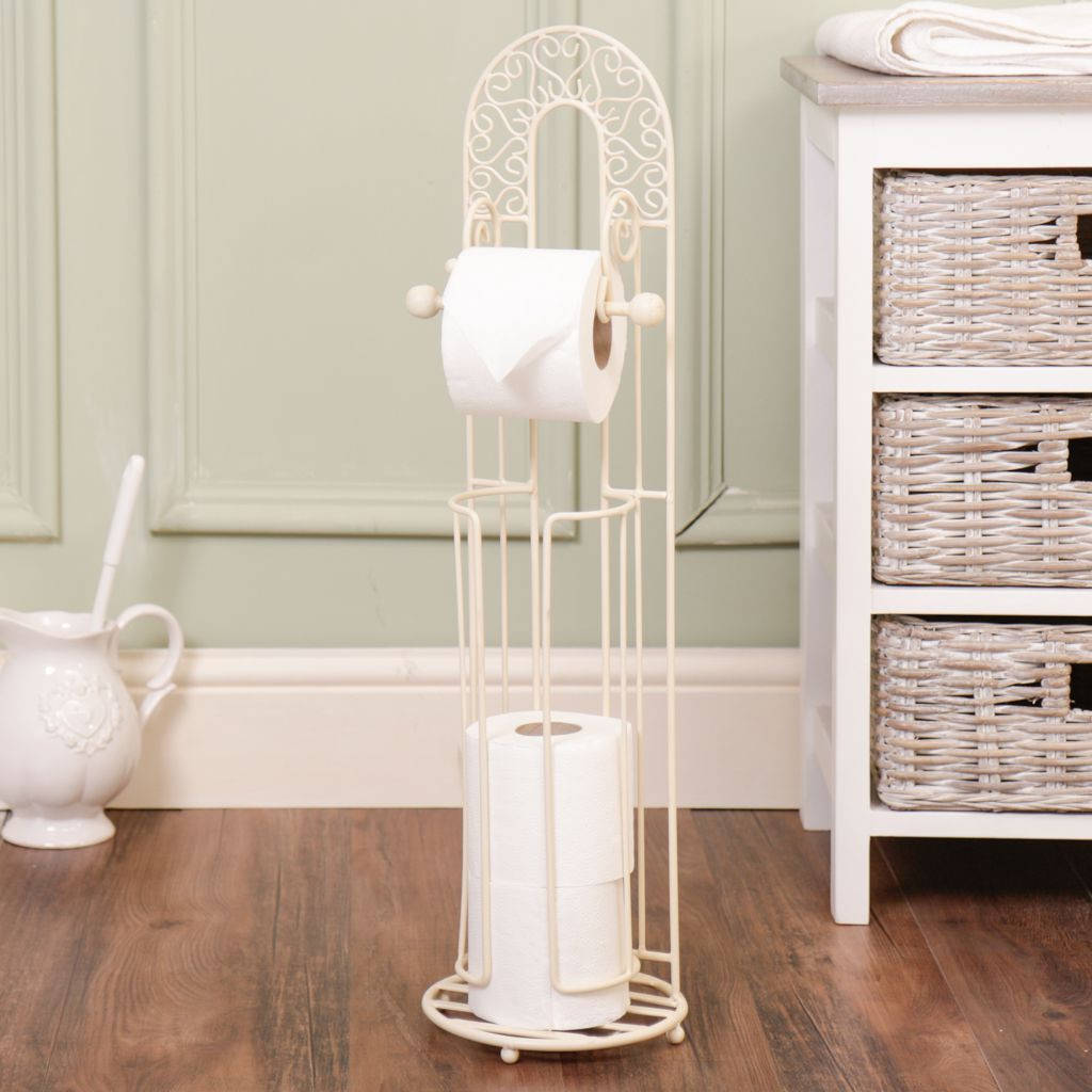 Antique Cream Standing Toilet Roll Holder By Dibor