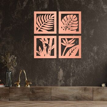 Laser Cut Leaves: Four Panel Wooden Wall Art Set, 5 of 8