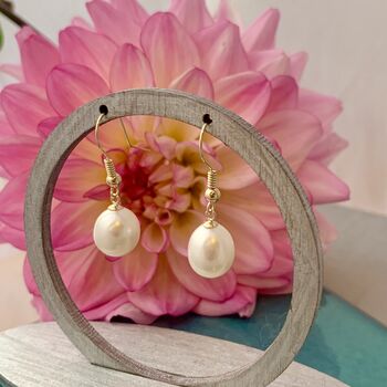 9ct Gold And Pearl Earrings, 2 of 3