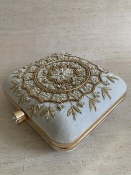 Off White Mandala Design Square Clutch Bag, 2 of 9