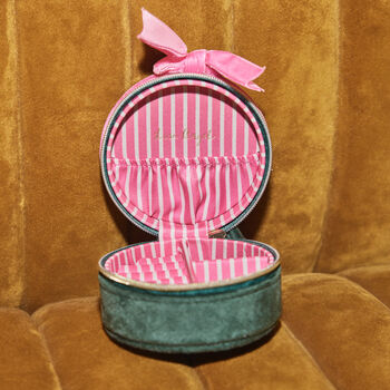 Velvet Bow Mini Round Jewellery Case, 2 of 10