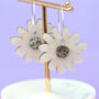 White Marble And Rainbow Glitter Daisy Hoop Earrings, thumbnail 1 of 4