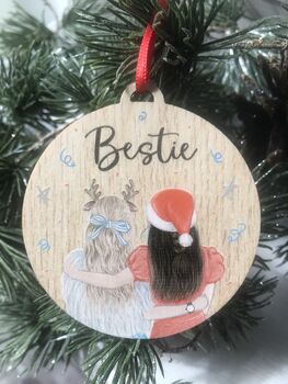 Personalised Bestie Christmas Bauble Decoration, 3 of 3