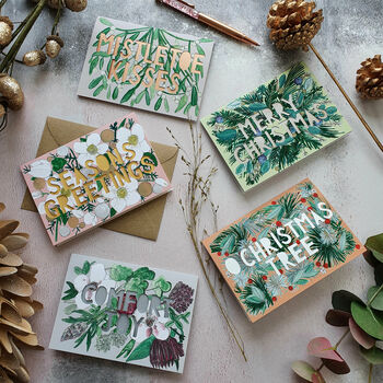 Papercut 'Mistletoe Kisses' Botanical Christmas Card, 4 of 5