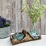 Molten Glass Mini Vase And Tealight Set On Teak Root Base, thumbnail 8 of 12