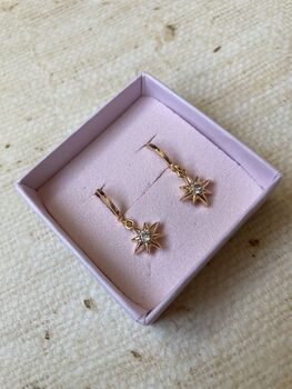 Gold Plated Dainty Star Drop Earrings, 4 of 6