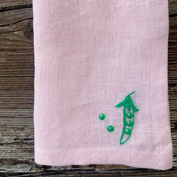 'Eat Your Greens' Embroidered Vegetable Linen Napkins, 8 of 10