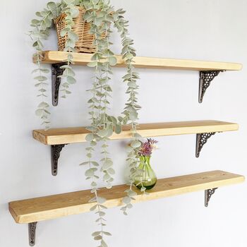 Natural Wood Shelf With Decorative Brackets, 5 of 5