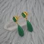 Green Onyx Gold Plated Sterling Silver Drop Earrings, thumbnail 5 of 9