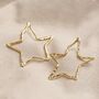 Large Organic Finish Star Earrings In Gold, thumbnail 4 of 7