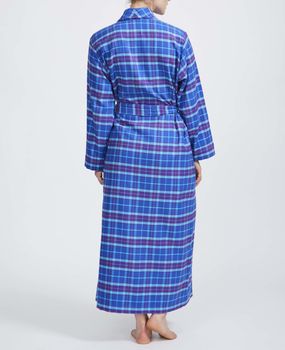 Women's Ultra Violet Tartan Two Fold Flannel Robe, 3 of 5