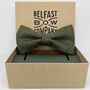 Islay Tweed Bow Tie In Olive Green, thumbnail 2 of 2