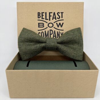 Islay Tweed Bow Tie In Olive Green, 2 of 2