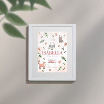 Personalised On The Day You Were Born Woodland Framed Print, 8 of 10