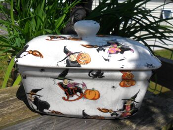 Lidded Butterdish In Hubble Bubble Witches Design, 3 of 7