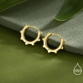 Sterling Silver Dotted Huggie Hoop, 5 of 11