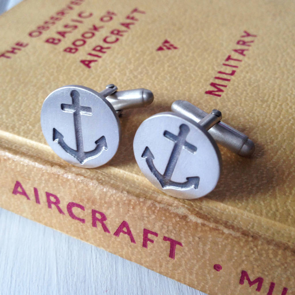 Nautical Anchor Cufflinks By Kate Wimbush Jewellery