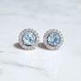 Blue Topaz Stud Earrings With Removable Halo, thumbnail 4 of 10