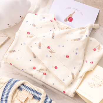 Baby Boys Star Cluster Print Babygrow And Hat Gift Set, 12 of 12