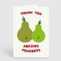 Cute Thank You Amazing Parents Pear Pun Card, thumbnail 2 of 2