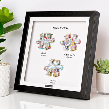 Personalised Jigsaw Map Engagement Gift – Framed Map Print, 6 of 12