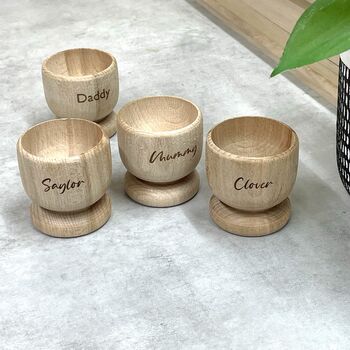 Personalised Wooden Egg Cups, 2 of 3