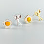 Sterling Silver Fried Egg And Spoon Earrings, thumbnail 1 of 5