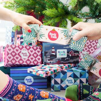 Fair Isle Bamboo Socks Women's Tree Decoration Hanging Cracker Gift, 2 of 5