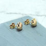 Gold Button Stud Earrings, thumbnail 5 of 5