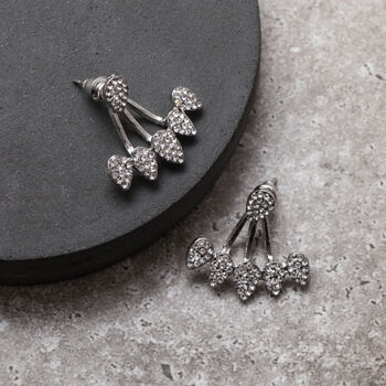 Crystal Encrusted Petal Ear Jacket Earrings, 3 of 4